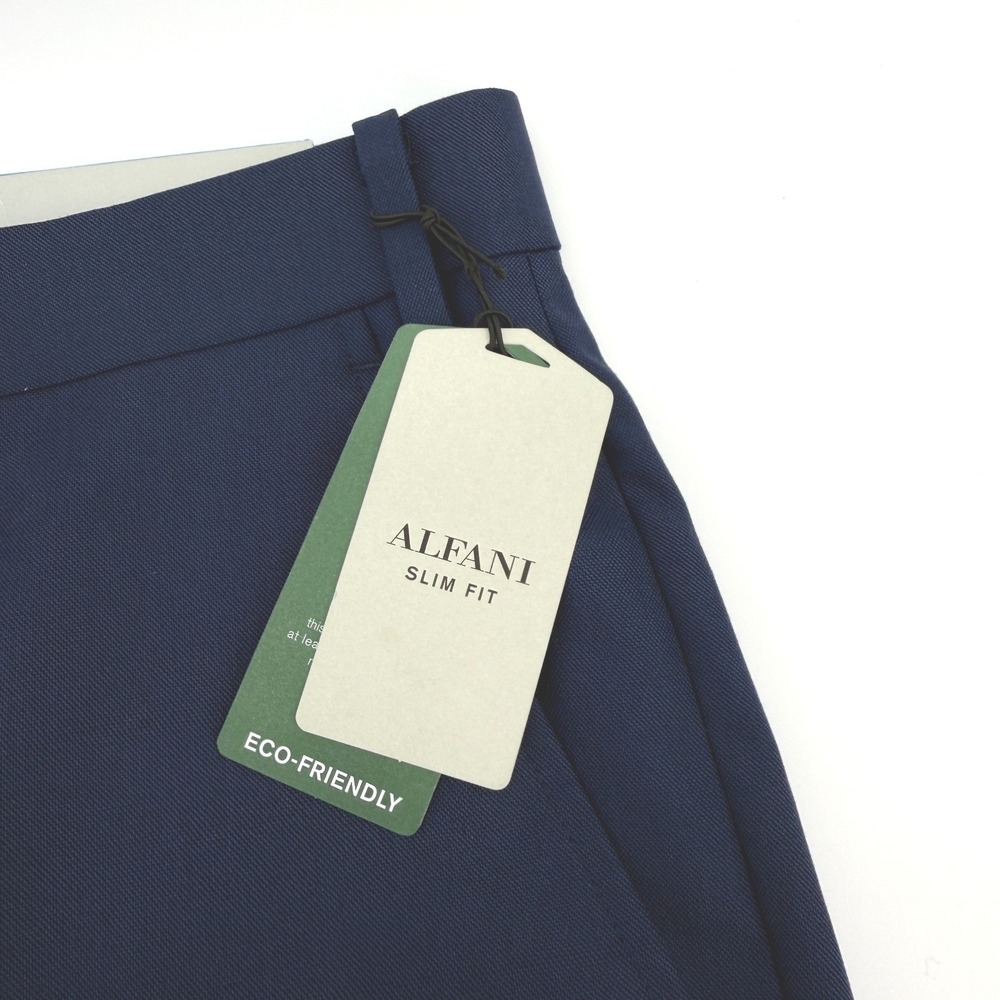 Alfani Dress Pants Mens 36x34 Blue Slim Fit Flat Front Eco-Friendly Modern NEW - Picture 5 of 11